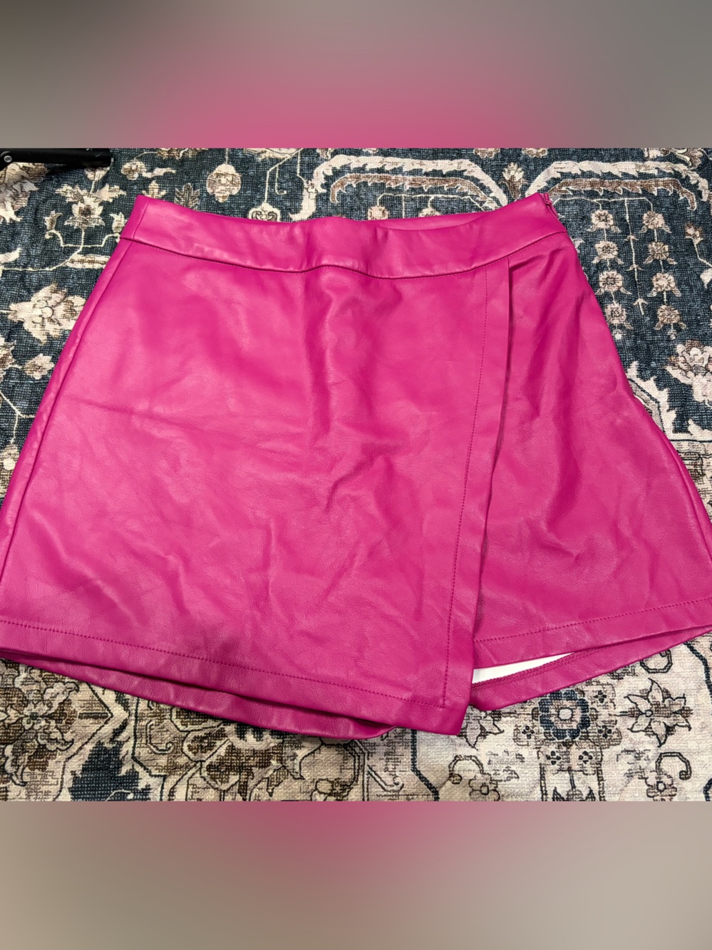 Sincerely Jules Hot Pink Faux Leather Skort